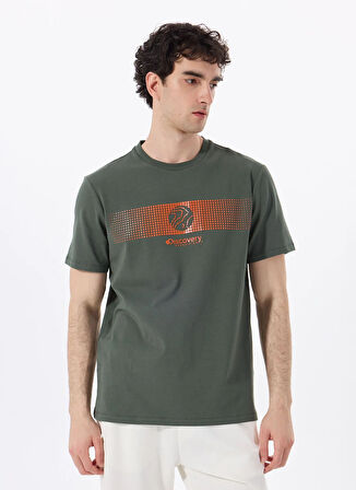 Discovery Expedition D5SM-TST3835 Yeşil Bisiklet Yaka Relaxed Baskılı Erkek T-Shirt