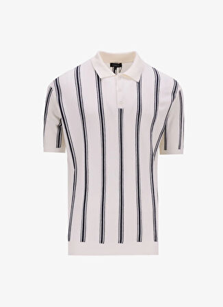 Fabrika Comfort Polo Yaka Regular Fit Çizgili Beyaz Erkek Kazak FC5SM-KZK 2760