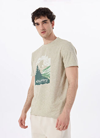 Discovery Expedition D5SM-TST3881 Mint Melanj Bisiklet Yaka Relaxed Baskılı Erkek T-Shirt