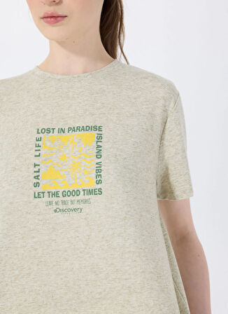 Discovery Expedition D5SL-TST3731 Mint Melanj Bisiklet Yaka Relaxed Baskılı Kadın T-Shirt