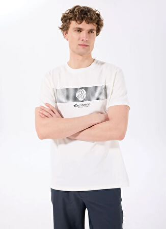 D5SM-TST3835 Ekru Bisiklet Yaka Relaxed Baskılı Erkek T-Shirt