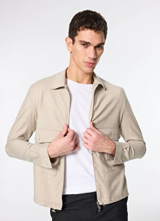 Bej Erkek Slim Fit Gömlek Ceket SB17.IRP3.U100