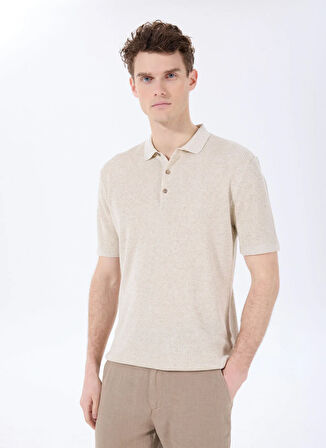 Bej Erkek Polo Yaka Regular Fit Jakarlı Kazak FC5SM-KZK 2047