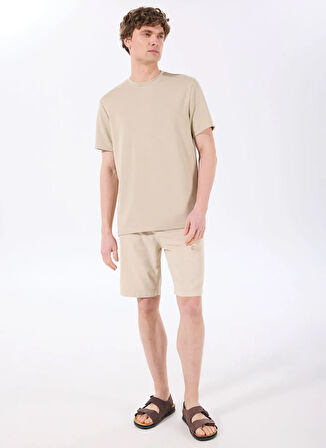 Bej Erkek Relaxed Baskılı Şort D5SM-SHT3829