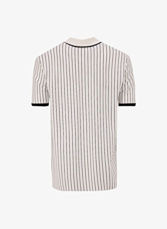 Fabrika Polo Yaka Basic Çizgili Beyaz Erkek Kazak F5SM-KZK 2074