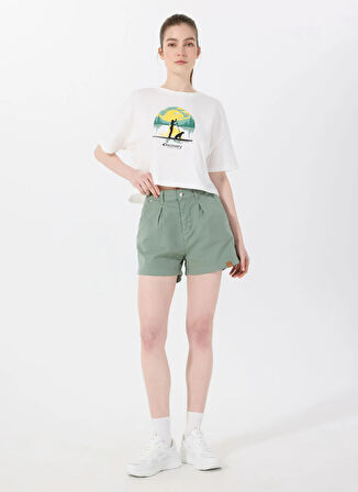 Discovery Expedition D5SL-SHT3601 Haki Normal Bel Relaxed Düz Kadın Şort