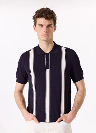 Fabrika Comfort Polo Yaka Regular Fit Çizgili Lacivert Erkek Kazak FC5SM-KZK 2762