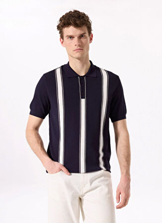 Fabrika Comfort Polo Yaka Regular Fit Çizgili Lacivert Erkek Kazak FC5SM-KZK 2762