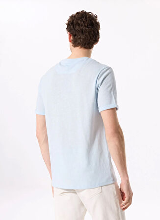 Fabrika Bisiklet Yaka Flamlı Açık Mavi Erkek T-Shirt F5SM-TST 2114