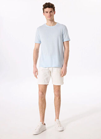 Fabrika Bisiklet Yaka Flamlı Açık Mavi Erkek T-Shirt F5SM-TST 2114