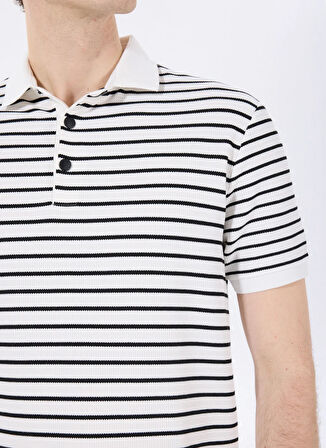 Fabrika Çizgili Kırık Beyaz Erkek Polo T-Shirt F5SM-TST 2125