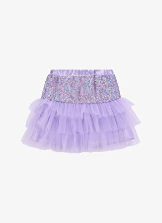 Barbie Yüksek Bel Normal Lila Payetli Diz Üstü Kız Çocuk Etek BRB5SG-ETK6483