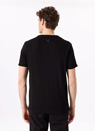 Fabrika Bisiklet Yaka Flamlı Siyah Erkek T-Shirt F5SM-TST 2114