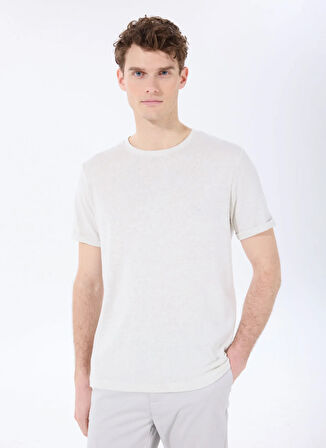 Fabrika Bisiklet Yaka Flamlı Taş Erkek T-Shirt F5SM-TST 2114