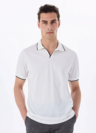 Fabrika Düz Kırık Beyaz Erkek Polo T-Shirt F5SM-TST 2742
