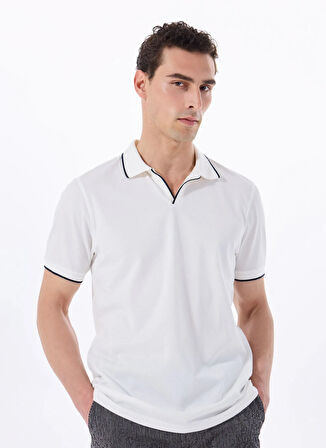 Fabrika Düz Kırık Beyaz Erkek Polo T-Shirt F5SM-TST 2742