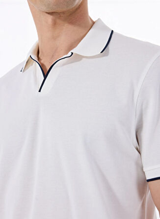 Fabrika Düz Kırık Beyaz Erkek Polo T-Shirt F5SM-TST 2742
