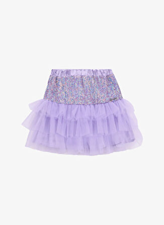 Barbie Yüksek Bel Normal Lila Payetli Diz Üstü Kız Çocuk Etek BRB5SG-ETK6483