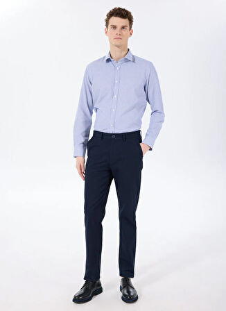People By Fabrika Regular Fit Gömlek Yaka Jakarlı Lacivert Erkek Gömlek PBF5SM-GML 5209