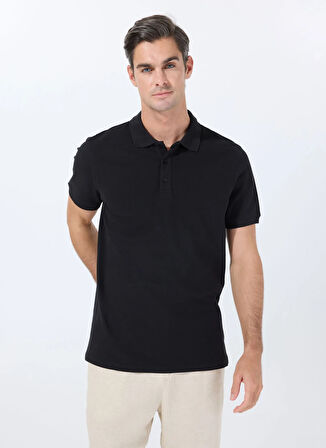 Siyah Erkek Basic Polo T-Shirt PBF5SM-TST 5109