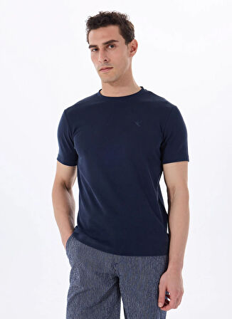 Fabrika Bisiklet Yaka Düz Lacivert Erkek T-Shirt F5SM-TST 2080
