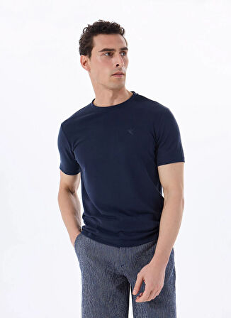 Fabrika Bisiklet Yaka Düz Lacivert Erkek T-Shirt F5SM-TST 2080