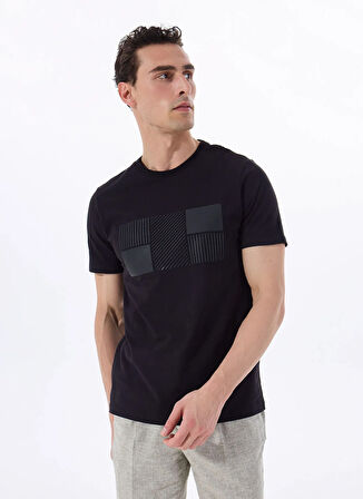 Fabrika Bisiklet Yaka Baskılı Siyah Erkek T-Shirt F5SM-TST 2076