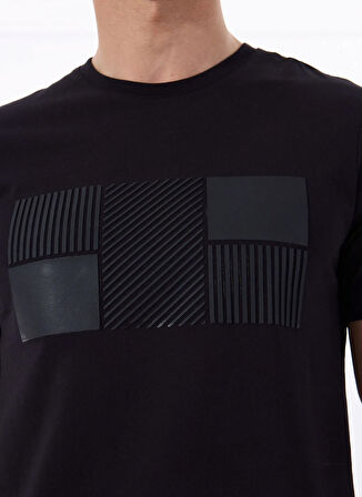 Fabrika Bisiklet Yaka Baskılı Siyah Erkek T-Shirt F5SM-TST 2076
