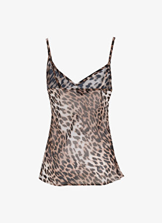 Fabrika V Yaka Leopar Desenli Çok Renkli Kadın Bluz F5SL-BLZ0406