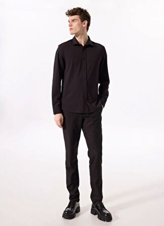 Fabrika Basic Gömlek Yaka Düz Siyah Erkek Gömlek F5SM-GML 2431