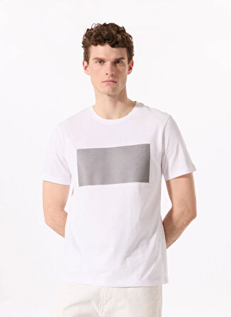 Fabrika Bisiklet Yaka Baskılı Beyaz Erkek T-Shirt F5SM-TST 2746
