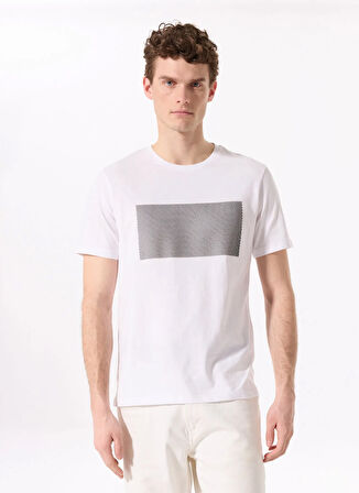 Fabrika Bisiklet Yaka Baskılı Beyaz Erkek T-Shirt F5SM-TST 2746