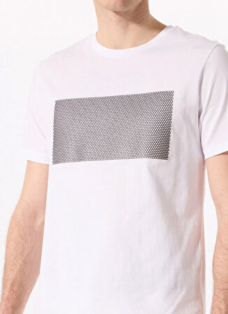 Fabrika Bisiklet Yaka Baskılı Beyaz Erkek T-Shirt F5SM-TST 2746
