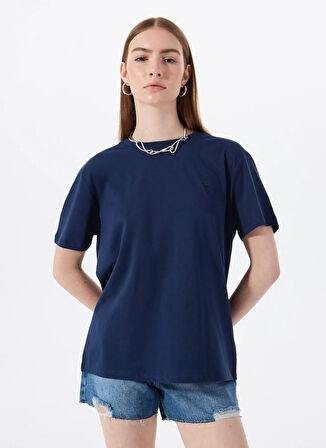 Mustang Bisiklet Yaka Düz Lacivert Kadın T-Shirt M5SL-TST1858