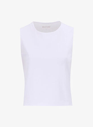 Mustang Bisiklet Yaka Düz Beyaz Kadın T-Shirt M5SL-TST1852