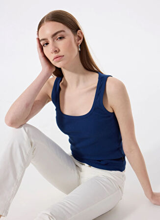 Mustang U Yaka Fitilli Lacivert Kadın Atlet M5SL-TST1149