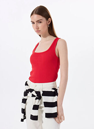 Mustang U Yaka Fitilli Kırmızı Kadın Atlet M5SL-TST1149