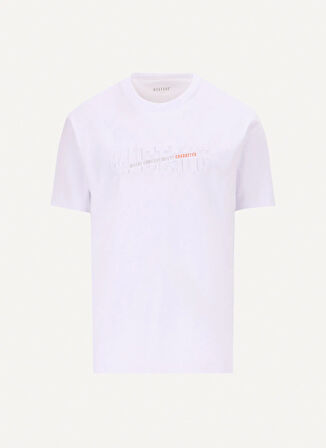 Mustang Bisiklet Yaka Baskılı Beyaz Erkek T-Shirt M5SM-TST1290