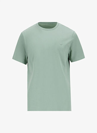 Mustang Bisiklet Yaka Düz Yeşil Erkek T-Shirt M4WM-TST-1987