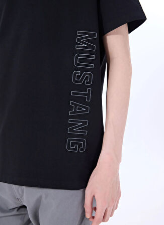 Mustang Bisiklet Yaka Baskılı Siyah Erkek T-Shirt M5SM-TST1300