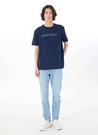 Mustang Bisiklet Yaka Baskılı Lacivert Erkek T-Shirt M5SM-TST1278