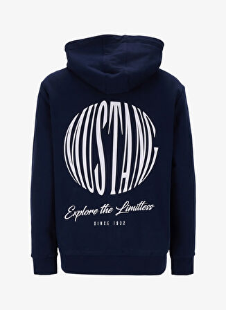 Mustang Kapüşon Yaka Lacivert Erkek Sweatshırt M5SM-SWT1085