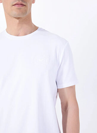 Mustang Bisiklet Yaka Baskılı Beyaz Erkek T-Shirt M5SM-TST1286