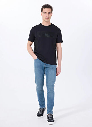 Mustang Bisiklet Yaka Baskılı Siyah Erkek T-Shirt M5SM-TST1287