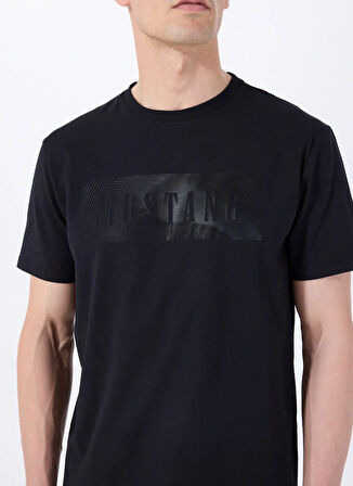 Mustang Bisiklet Yaka Baskılı Siyah Erkek T-Shirt M5SM-TST1287