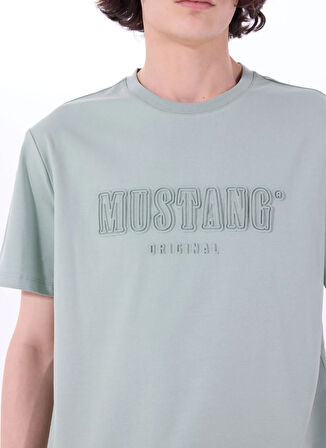 Mustang Bisiklet Yaka Baskılı Yeşil Erkek T-Shirt M5SM-TST1288