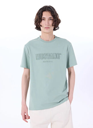 Mustang Bisiklet Yaka Baskılı Yeşil Erkek T-Shirt M5SM-TST1288
