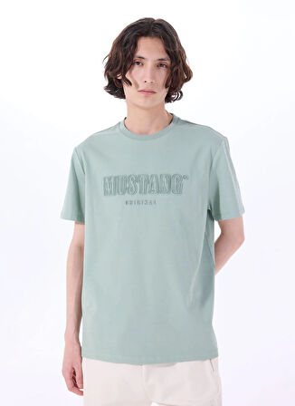 Mustang Bisiklet Yaka Baskılı Yeşil Erkek T-Shirt M5SM-TST1288