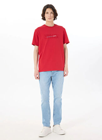 Mustang Bisiklet Yaka Baskılı Kırmızı Erkek T-Shirt M5SM-TST1290