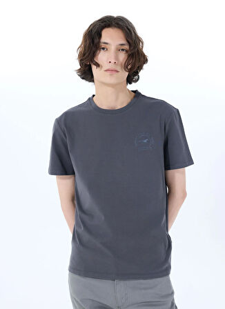 Mustang Bisiklet Yaka Baskılı Antrasit Erkek T-Shirt M5SM-TST1286